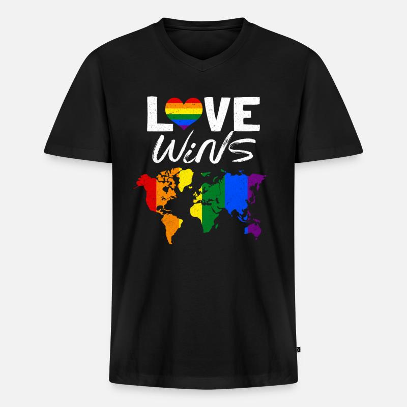 LGBT - Männer Premium Bio T-Shirt mit V-Ausschnitt - Schwarz