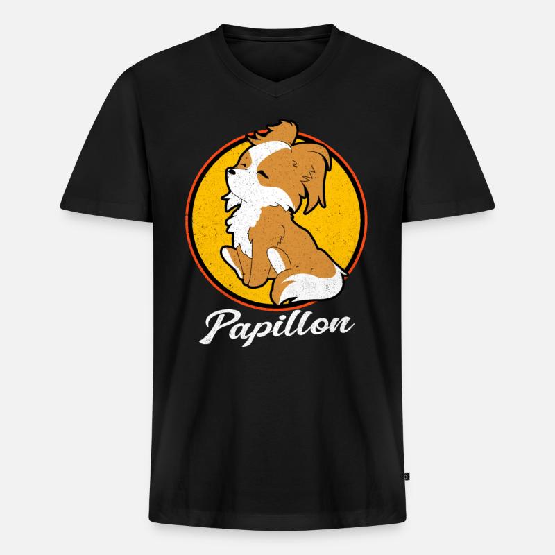 Papillon - Männer Premium Bio T-Shirt mit V-Ausschnitt - Schwarz