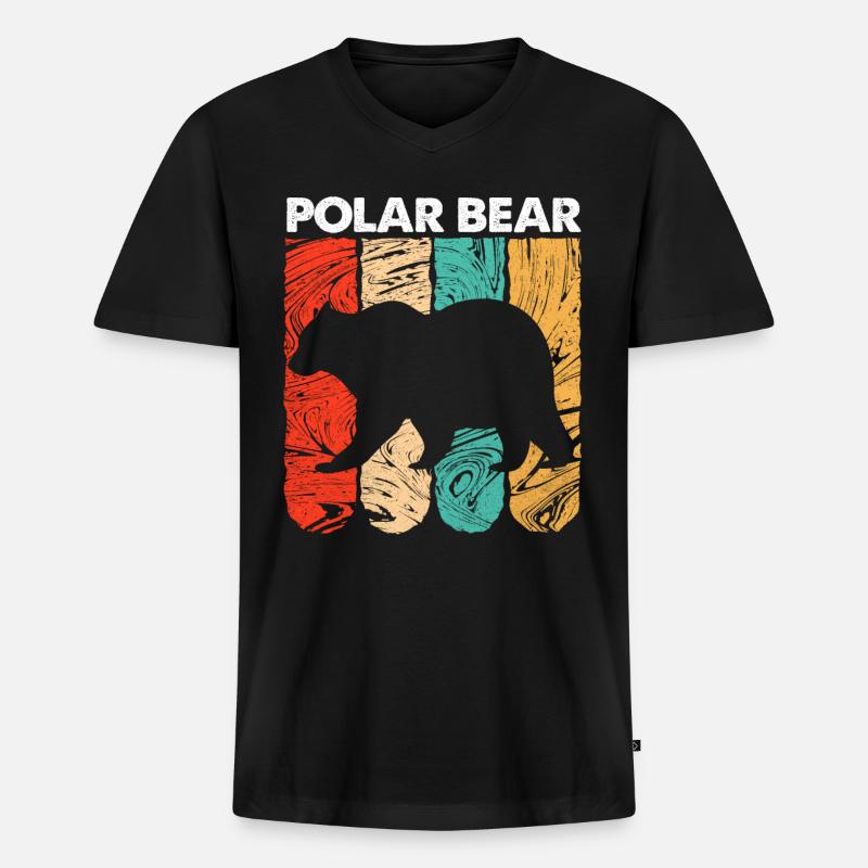 Eisbär - Männer Premium Bio T-Shirt mit V-Ausschnitt - Schwarz