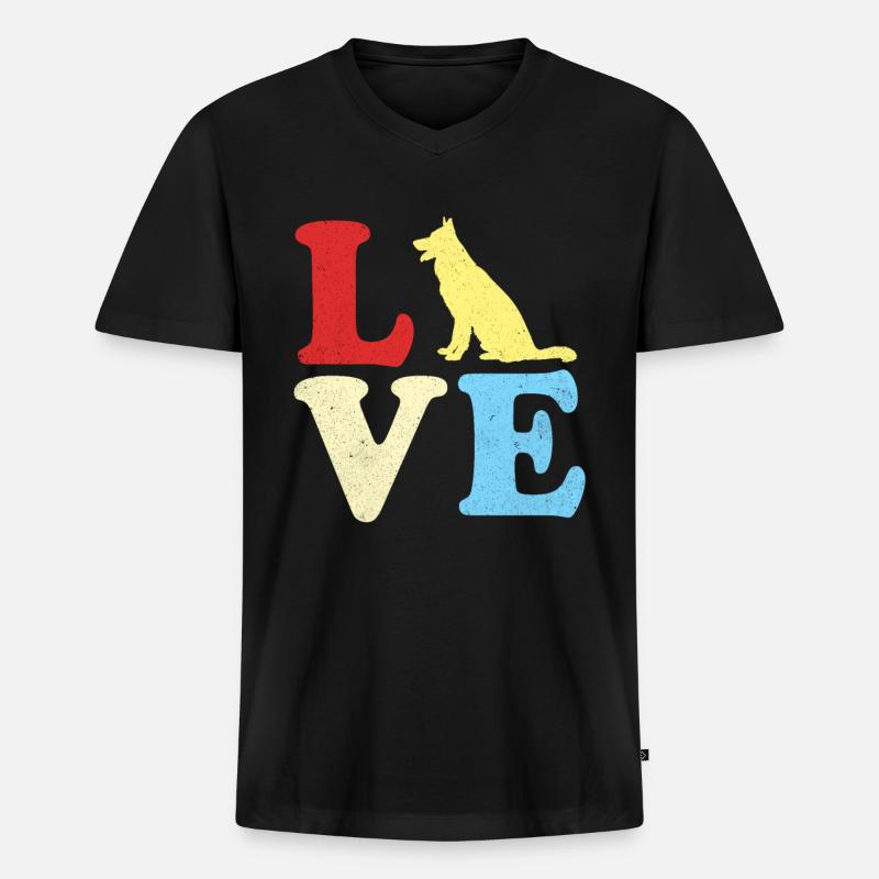 Deutscher Schäferhund - Männer Premium Bio T-Shirt mit V-Ausschnitt - Schwarz