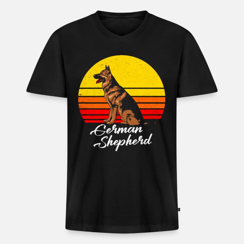 Deutscher Schäferhund - Männer Premium Bio T-Shirt mit V-Ausschnitt - Schwarz