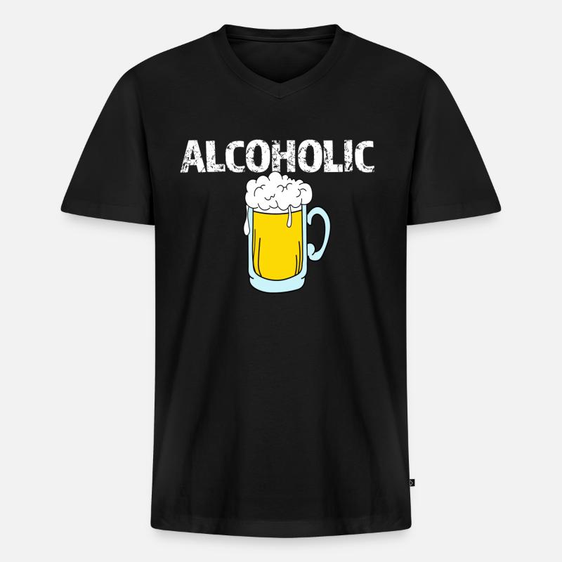 ALCOHOLIC - Männer Premium Bio T-Shirt mit V-Ausschnitt - Schwarz