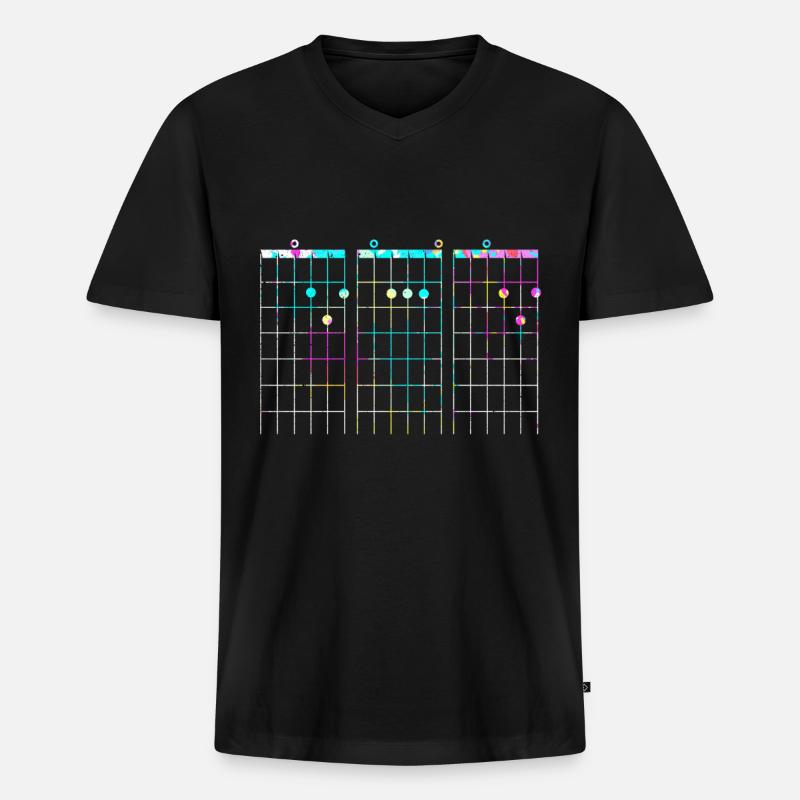 Gitarre - Männer Premium Bio T-Shirt mit V-Ausschnitt - Schwarz