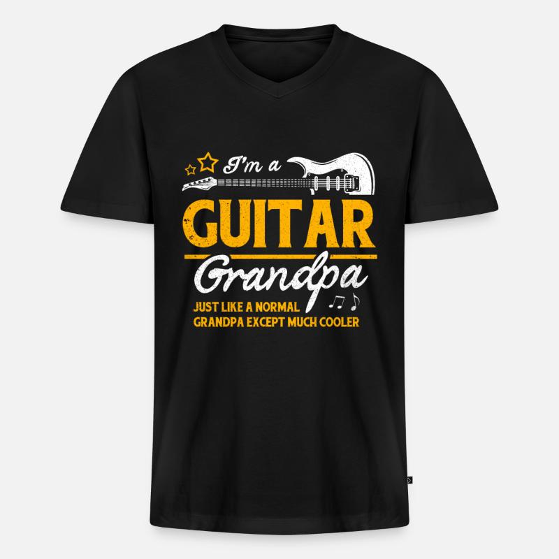Gitarre - Männer Premium Bio T-Shirt mit V-Ausschnitt - Schwarz