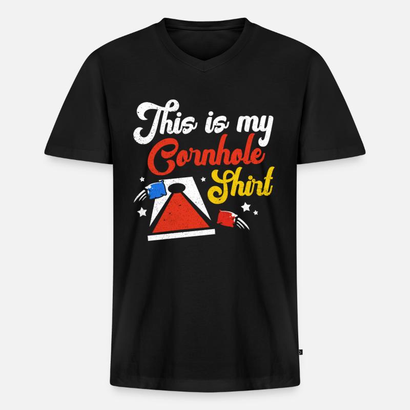 Cornhole - Männer Premium Bio T-Shirt mit V-Ausschnitt - Schwarz