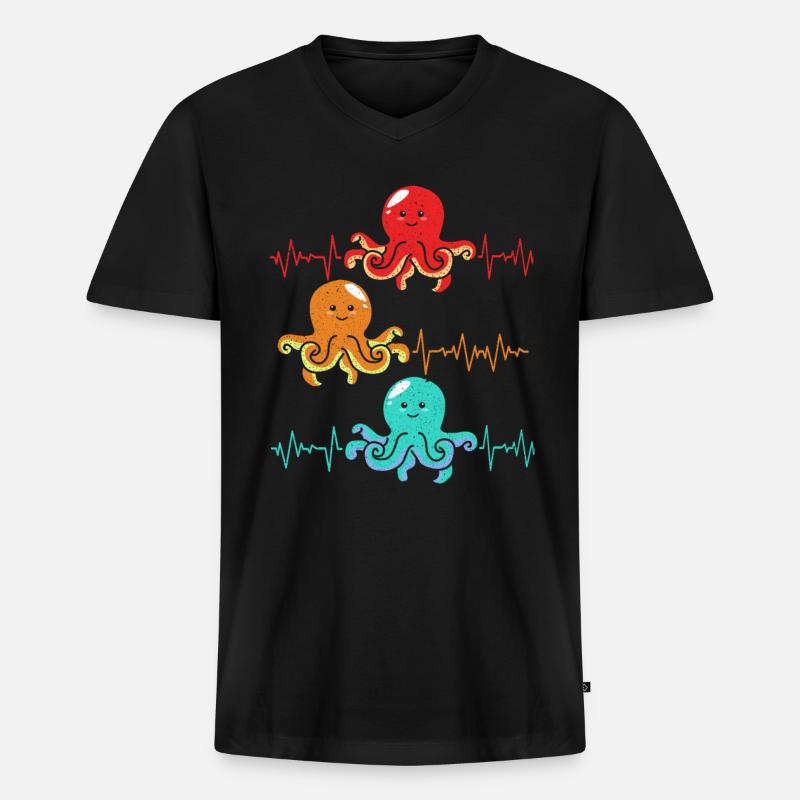 Kraken - Männer Premium Bio T-Shirt mit V-Ausschnitt - Schwarz