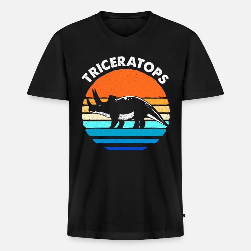 Triceratops - Männer Premium Bio T-Shirt mit V-Ausschnitt - Schwarz
