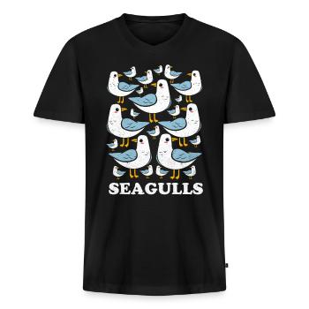 Möwe - Männer Premium Bio T-Shirt mit V-Ausschnitt - Schwarz - Vorne - Nico (187cm)