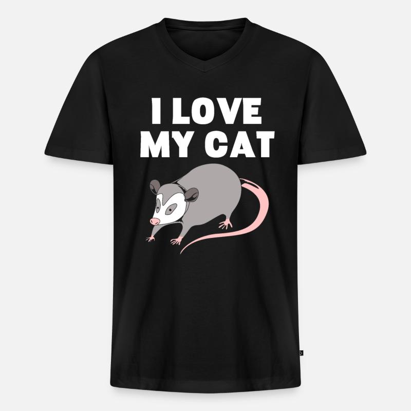 Opossum - Männer Premium Bio T-Shirt mit V-Ausschnitt - Schwarz