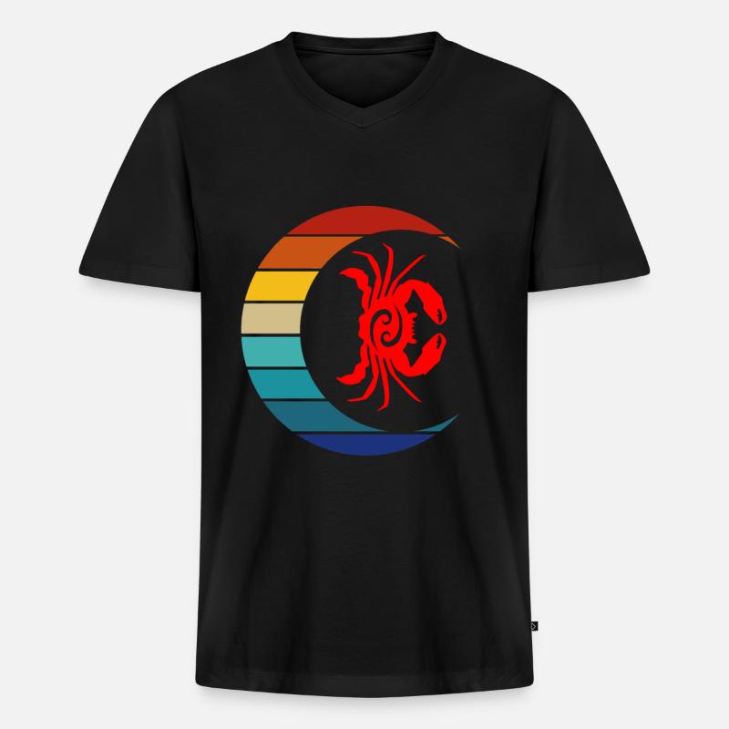 Sternzeichen Krebs - Männer Premium Bio T-Shirt mit V-Ausschnitt - Schwarz