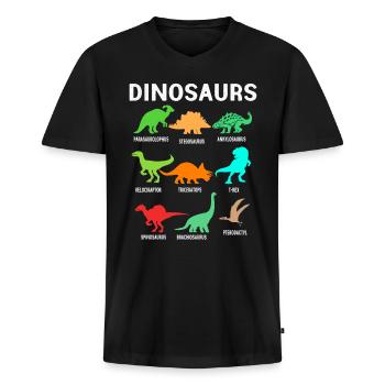 dinosaur - Men's Premium Organic T-shirt with V-neck - black - Front - Nico (187cm)