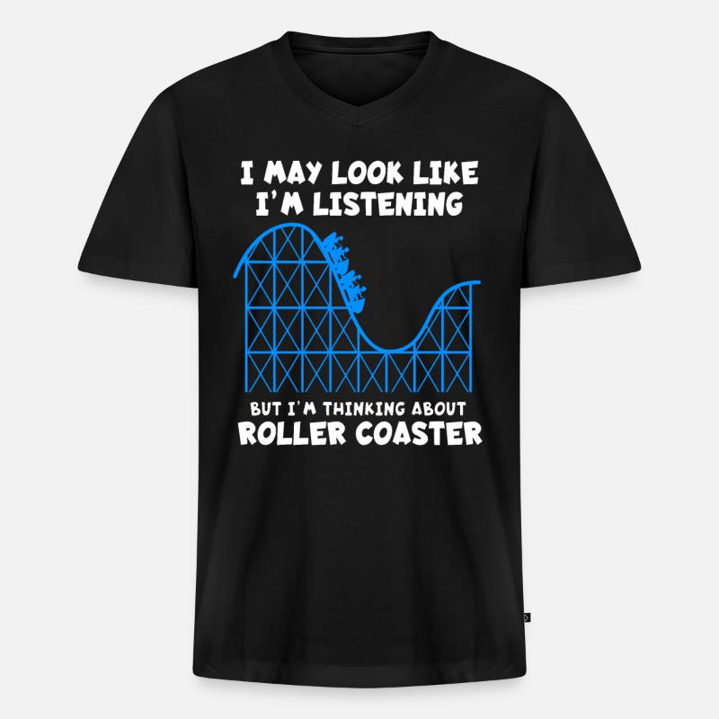 Achterbahn - Männer Premium Bio T-Shirt mit V-Ausschnitt - Schwarz