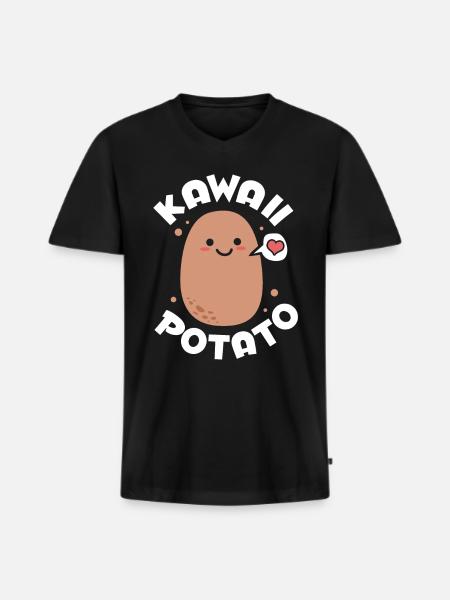 Otaku Kawaii - Männer Premium Bio T-Shirt mit V-Ausschnitt - Schwarz