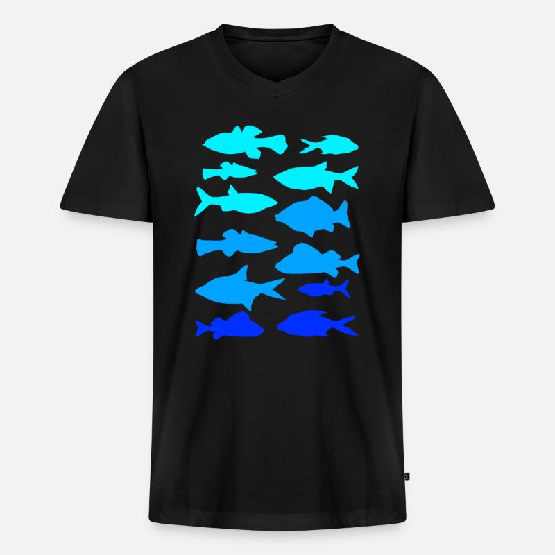 Anglerfisch Karpfen Hecht - Männer Premium Bio T-Shirt mit V-Ausschnitt - Schwarz