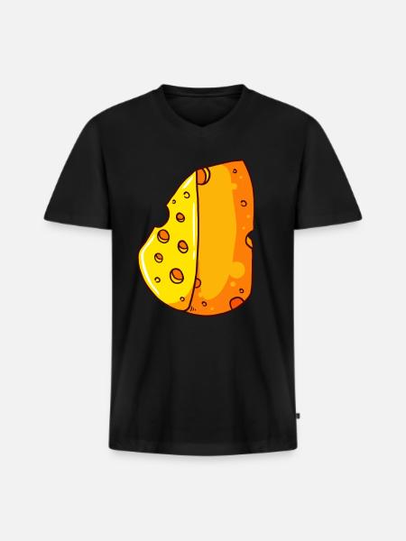 Fromage fromage fromager Parmesan Gourmet - T-shirt encolure en V Premium bio Homme - noir