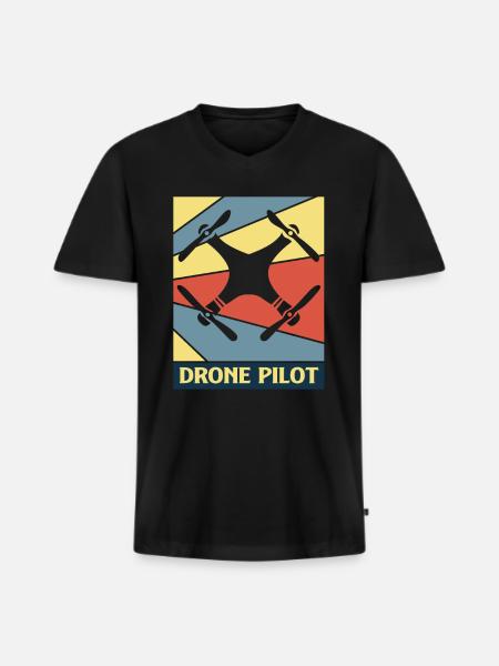 Drone - T-shirt encolure en V Premium bio Homme - noir
