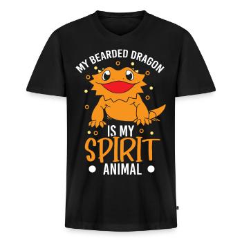 Reptile Reptiles Lézard - T-shirt encolure en V Premium bio Homme - noir - Devant - Nico (187cm)