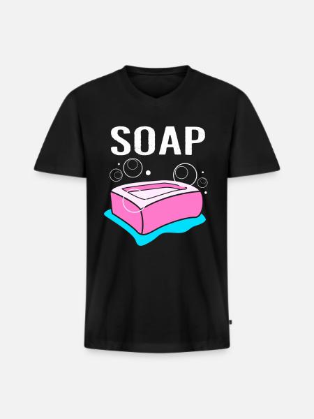 Seife - Männer Premium Bio T-Shirt mit V-Ausschnitt - Schwarz