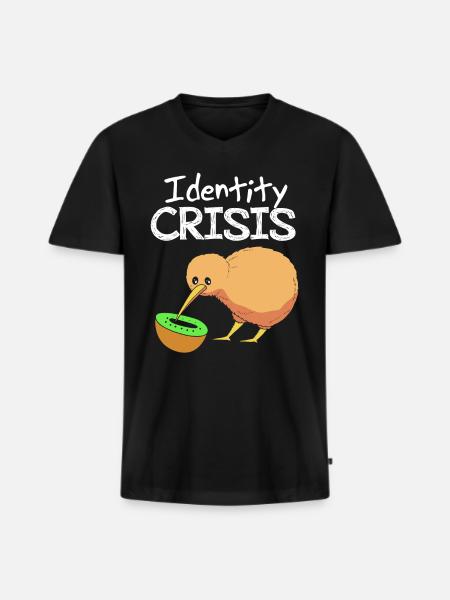 kiwi-vogel Kiwi Vogel - Männer Premium Bio T-Shirt mit V-Ausschnitt - Schwarz