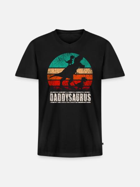 Daddysaurus - T-shirt encolure en V Premium bio Homme - noir