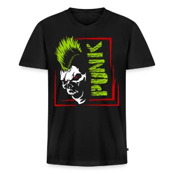 Punk Musik Punker Punkrock Irokesenschnitt Rocker - Männer Premium Bio T-Shirt mit V-Ausschnitt - Schwarz - Vorne - Nico (187cm)