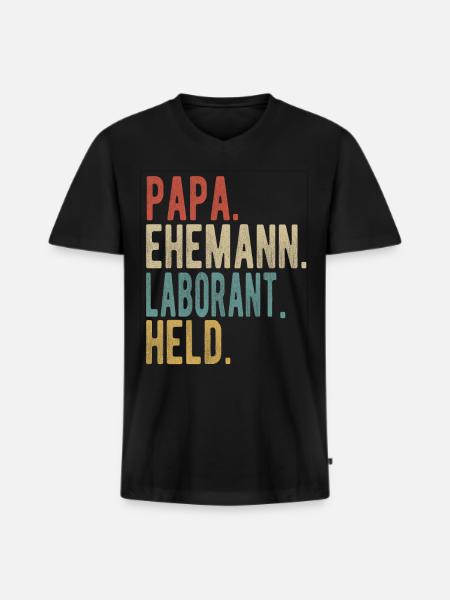 Laborant Papa Ehemann Held - Männer Premium Bio T-Shirt mit V-Ausschnitt - Schwarz