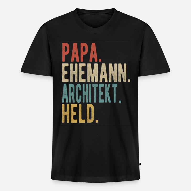 Architekt Papa Ehemann Held - Männer Premium Bio T-Shirt mit V-Ausschnitt - Schwarz
