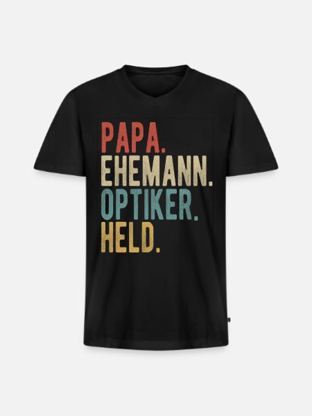Optiker Papa Ehemann Held - Männer Premium Bio T-Shirt mit V-Ausschnitt - Schwarz