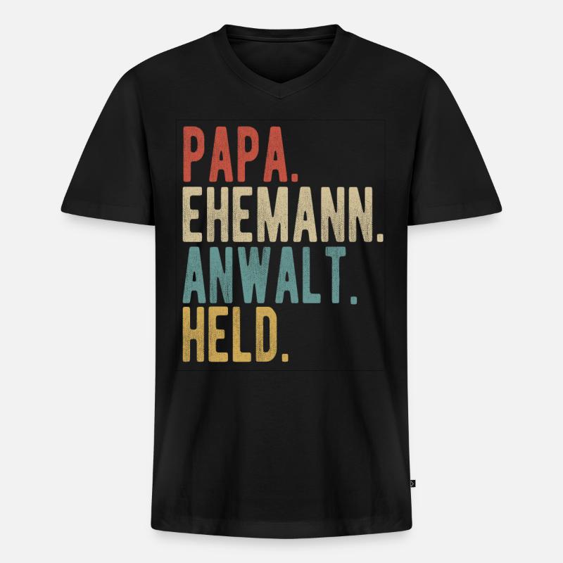 Anwalt Papa Ehemann Held - Männer Premium Bio T-Shirt mit V-Ausschnitt - Schwarz