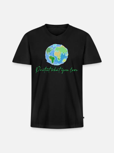Planet - Men's Premium Organic T-shirt with V-neck - black