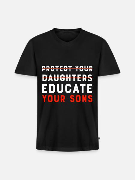 Educate your Son - Men's Premium Organic T-shirt with V-neck - black