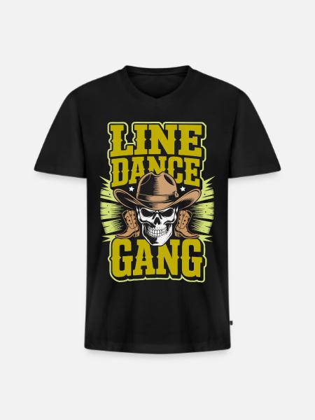 Line Dance Gang Skull Cowboy - Men's Premium Organic T-shirt with V-neck - black