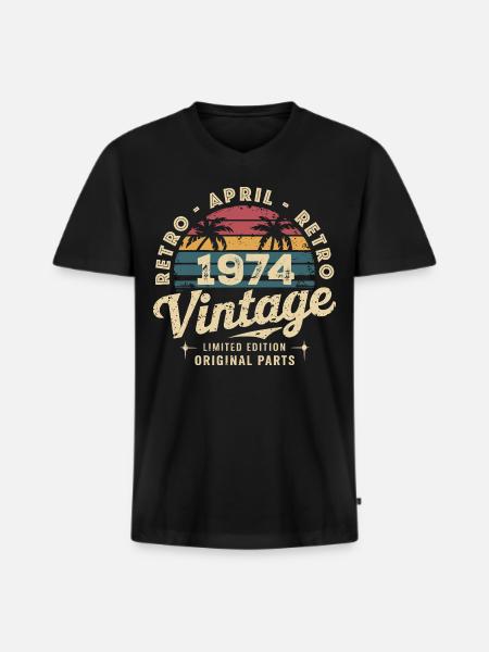Avril 1974 - April 1974 - Men's Premium Organic T-shirt with V-neck - black