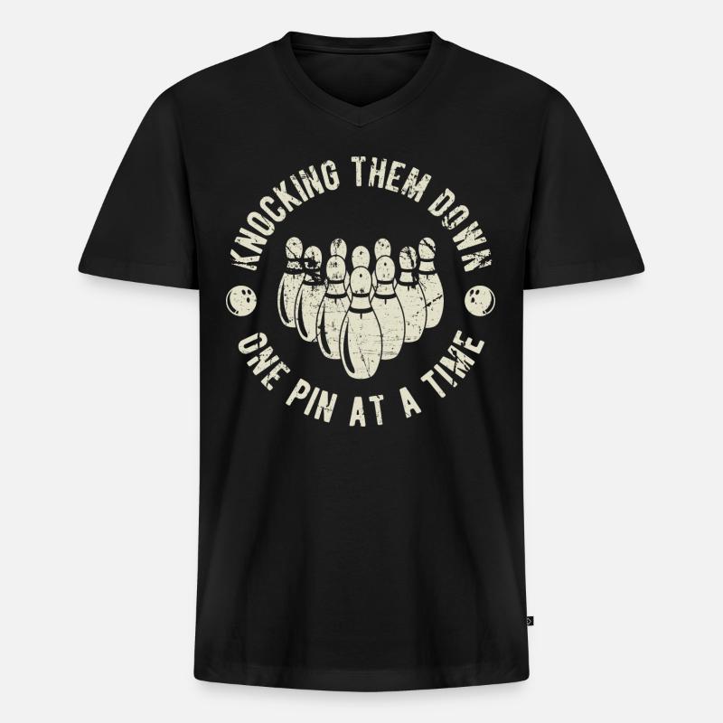 Bowling - Männer Premium Bio T-Shirt mit V-Ausschnitt - Schwarz