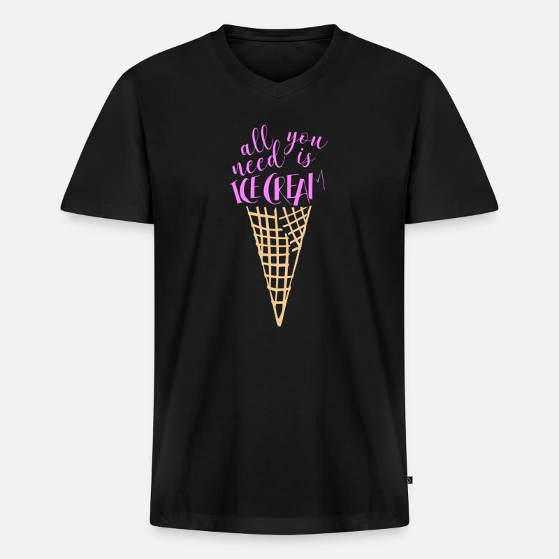 Eis Eiscreme Sommer Geschenkidee - Männer Premium Bio T-Shirt mit V-Ausschnitt - Schwarz