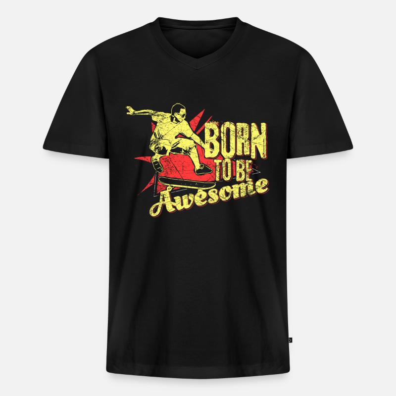 Skateboard - Männer Premium Bio T-Shirt mit V-Ausschnitt - Schwarz
