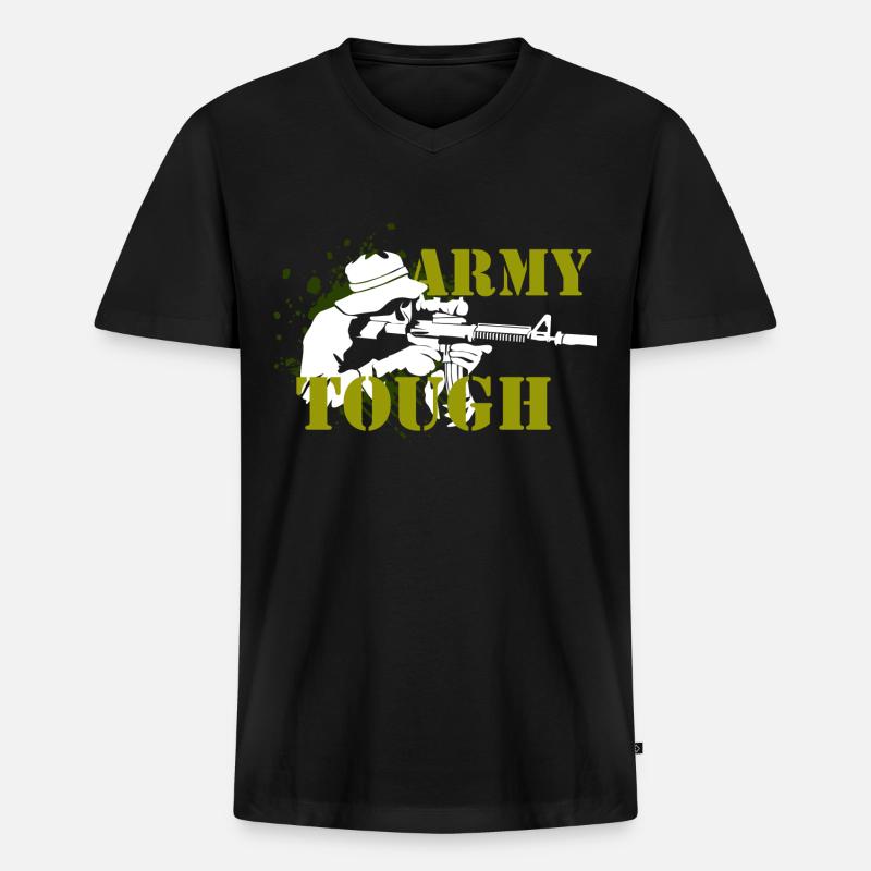 Armee - Männer Premium Bio T-Shirt mit V-Ausschnitt - Schwarz