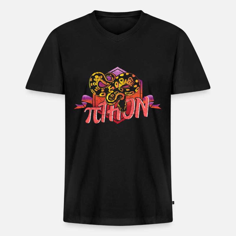 Pi Mathematik Python - Männer Premium Bio T-Shirt mit V-Ausschnitt - Schwarz