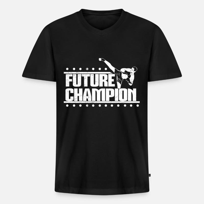 Kickboxen Sport Geschenkidee - Männer Premium Bio T-Shirt mit V-Ausschnitt - Schwarz