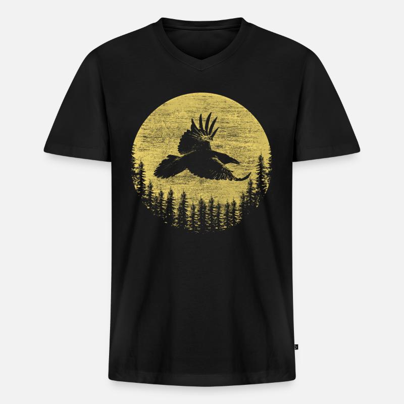 Rabe Seele Tier - Männer Premium Bio T-Shirt mit V-Ausschnitt - Schwarz