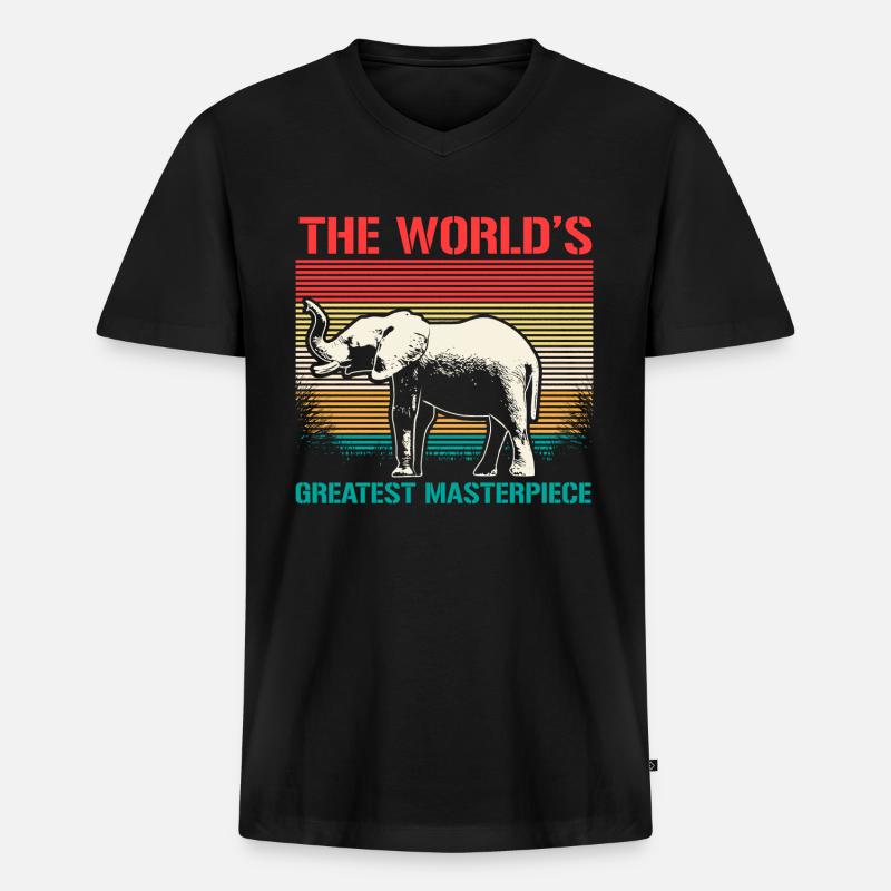Elefant Rüssel Geschenk - Männer Premium Bio T-Shirt mit V-Ausschnitt - Schwarz
