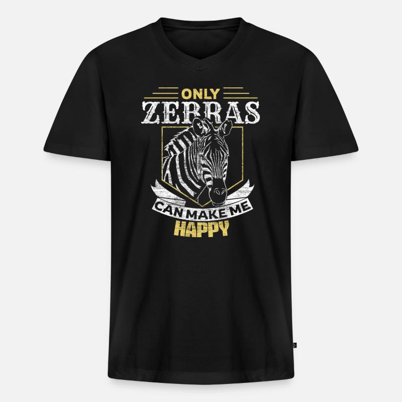 Zebra Steppe Tier - Männer Premium Bio T-Shirt mit V-Ausschnitt - Schwarz