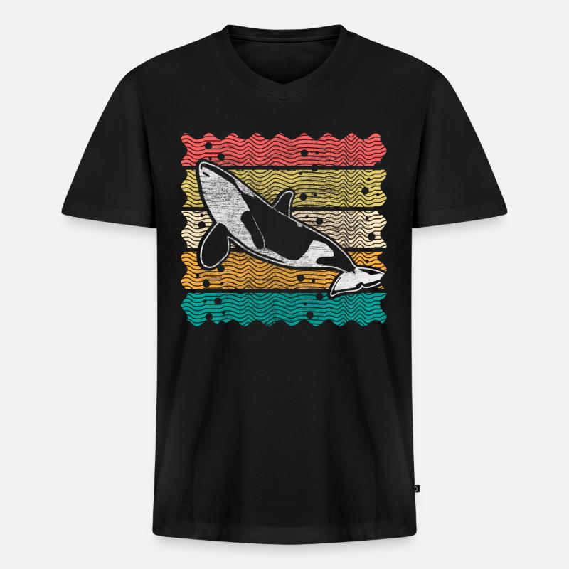 Orca Wal Weltmeer Geschenkidee - Männer Premium Bio T-Shirt mit V-Ausschnitt - Schwarz