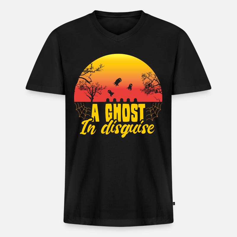 Halloween Geist Süsses oder Saures - Männer Premium Bio T-Shirt mit V-Ausschnitt - Schwarz