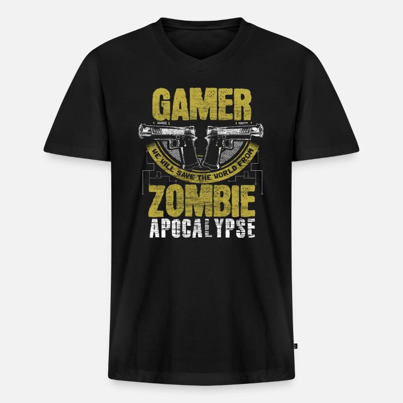 Zombie Apokalypse Virus Lustig Geschenk - Männer Premium Bio T-Shirt mit V-Ausschnitt - Schwarz