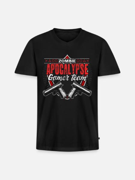 Zombie Apocalypse Survival Gift Idea - Men's Premium Organic T-shirt with V-neck - black