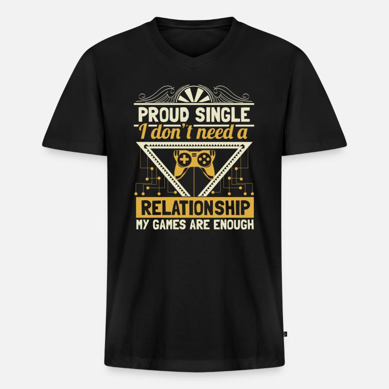 Single Unabhängigkeit - Männer Premium Bio T-Shirt mit V-Ausschnitt - Schwarz