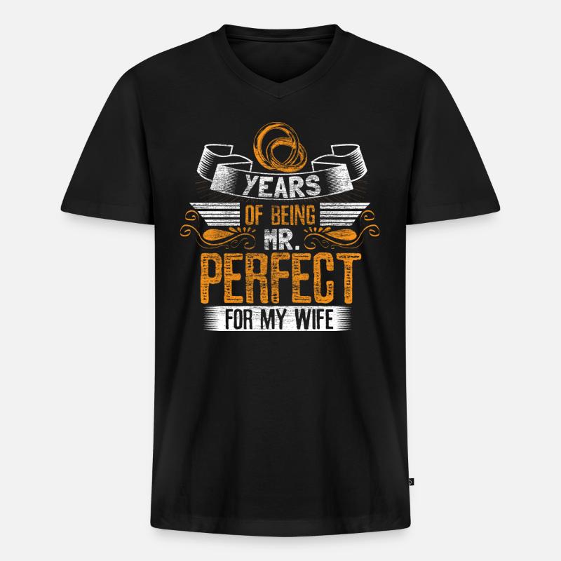 Ehe Ehefrau Bräutigam - Männer Premium Bio T-Shirt mit V-Ausschnitt - Schwarz