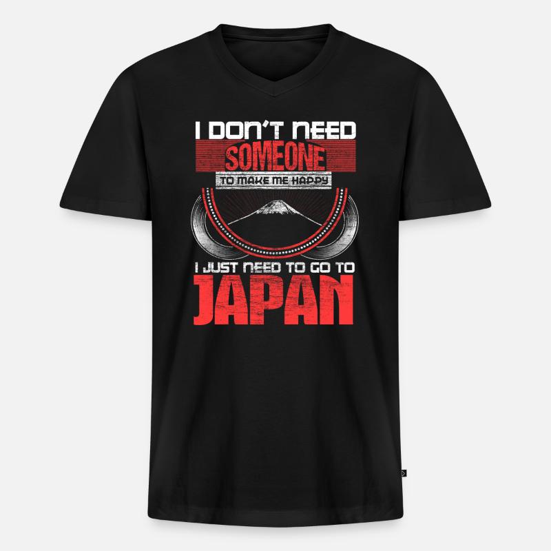 Japan Sakura Stolz Geschenkidee - Männer Premium Bio T-Shirt mit V-Ausschnitt - Schwarz