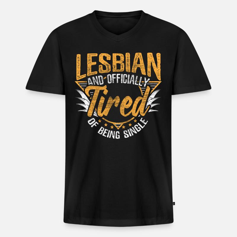 Lesbisch Single LGBT Geschenkidee - Männer Premium Bio T-Shirt mit V-Ausschnitt - Schwarz